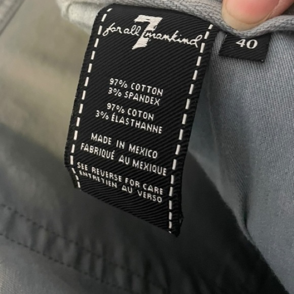 NWOT 7 For All Mankind Mens  Adrien Chino 40x32 Slate Grey - Picture 5 of 6